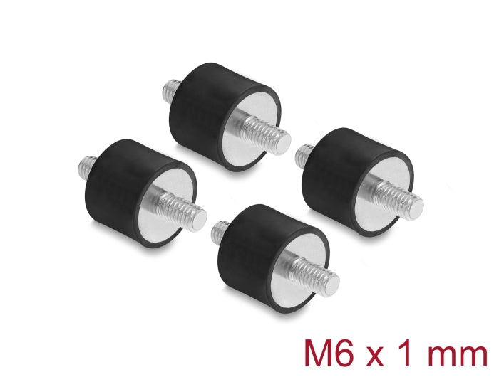 Delock Vibrationsdämpfer M6 x 1 mm D 20 x H 15 mm mit 2 x Außengewinde 4 Stück schwarz