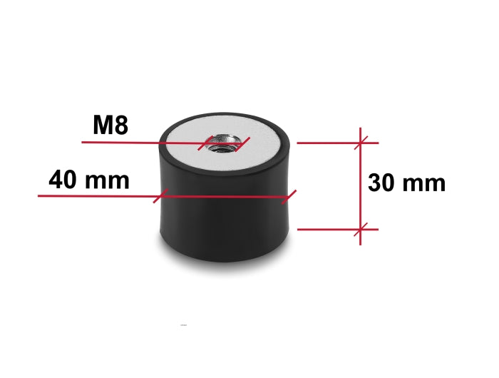 Delock Vibrationsdämpfer M8 x 1,25 mm D 40 x H 30 mm mit 2 x Innengewinde 4 Stück schwarz