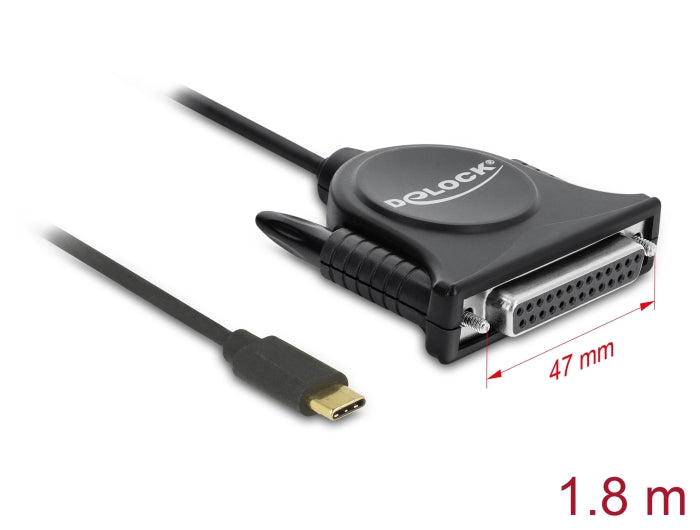 Delock Adapter USB Type-C™ 2.0 Stecker > 1 x Parallel DB25 Buchse