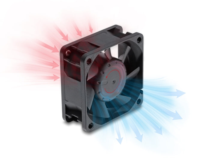 Delock Axiallüfter 48 V DC, 60 x 60 x 25 mm mit 2 Pin Lüfteranschluss schwarz