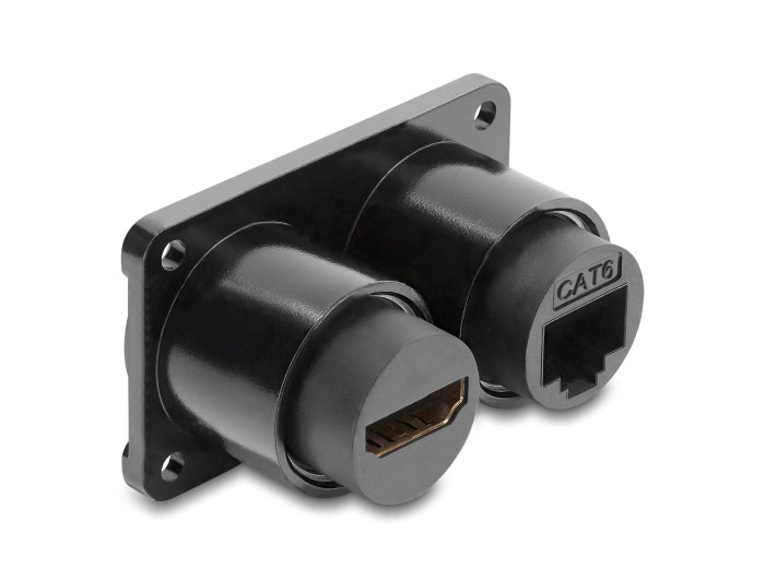 Delock Dual Einbaubuchse RJ45 Buchse Cat.6 + HDMI Buchse 4K schwarz
