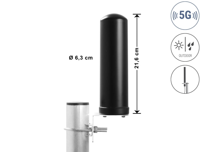 Delock 5G LTE Antenne N Buchse 3 - 5 dBi omnidirektional Wand- und Mastmontage outdoor schwarz