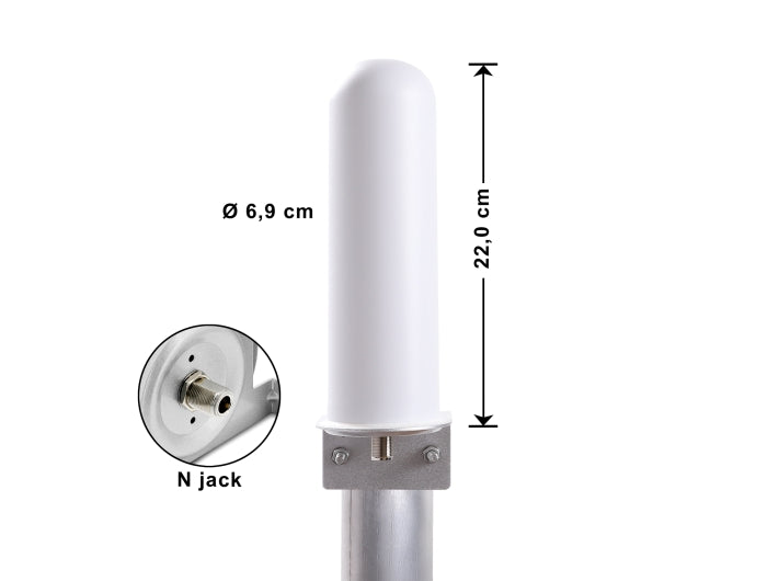 Delock LTE Antenne N Buchse 4 - 6 dBi 22 cm omnidirektional starr Wand- und Mastmontage weiß outdoor