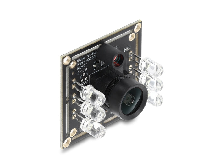 Delock USB 2.0 Kameramodul mit Global Shutter schwarz / weiß 0,92 Megapixel 65° 6 IR LED V6 Fixfokus