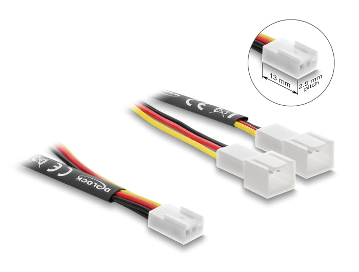 Delock Y-Lüfterkabel 1 x 3 Pin Buchse zu 2 x 3 Pin Stecker 10 cm