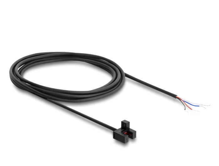 Delock Gabellichtschranke 5 mm Typ F mit 4 x offenen Kabelenden PNP L/D umschaltbar 2 m