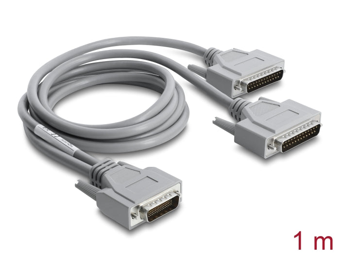 Delock Adapter Y-Kabel Seriell RS-232 LFH D-Sub HD 60 Pin Stecker zu 2 x D-Sub 25 Stecker 1 m grau