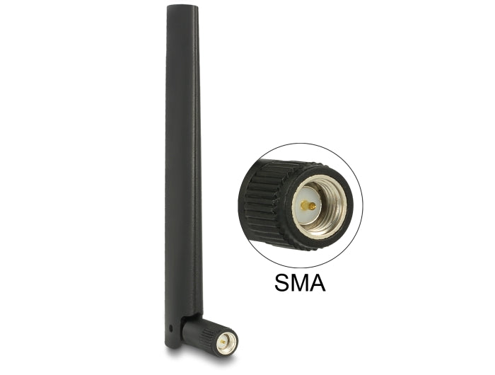 Delock ZigBee Antenne Multi Bluetooth, GSM, LTE, UMTS, WLAN IEEE 802.11 b/g/n SMA 1 ~ 4,3 dBi omni Gelenk schwarz