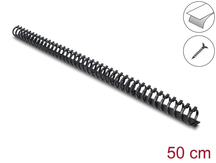 Delock Kabelkanal Flexibel selbstklebend schraubbar 25 x 26 mm - Länge 50 cm schwarz