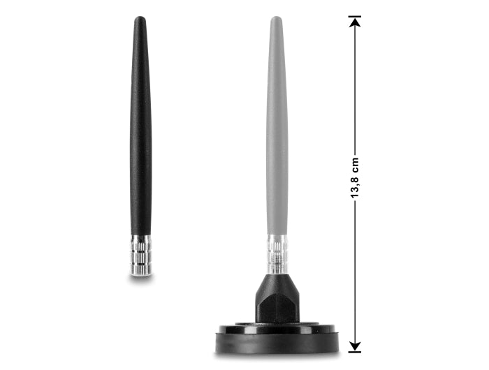 Delock GSM Antenne SMA Stecker Schraubmontage 3 dBi starr omnidirektional mit magnetischem Standfuß und Anschlusskabel RG-174 3 m outdoor schwarz