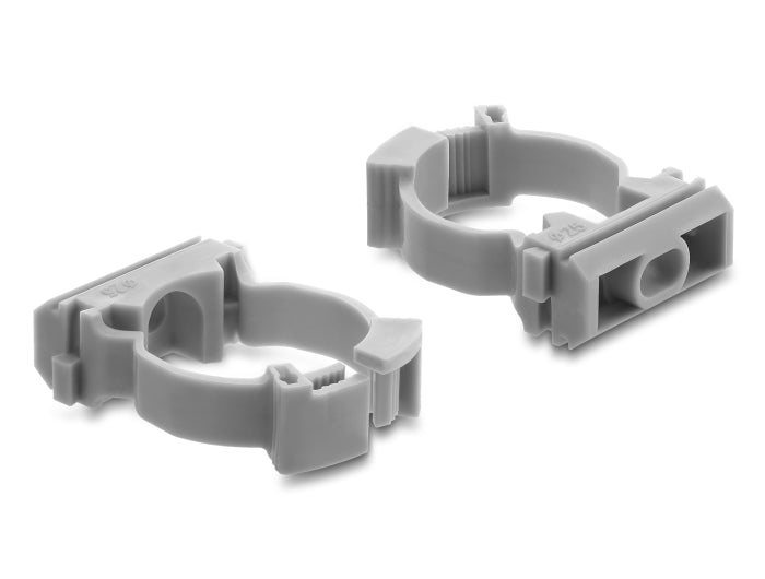 Delock Kabelschlauchhalter mit Verschlussclip, schraubbar für 25 mm Kabelschutzschlauch, 100 Stück, grau