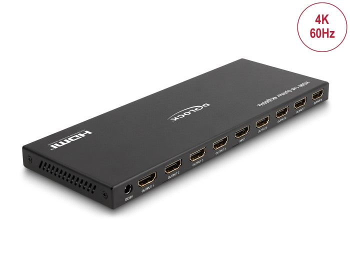 Delock HDMI Splitter 1 x HDMI in zu 8 x HDMI out 4K 60 Hz mit Downscaler