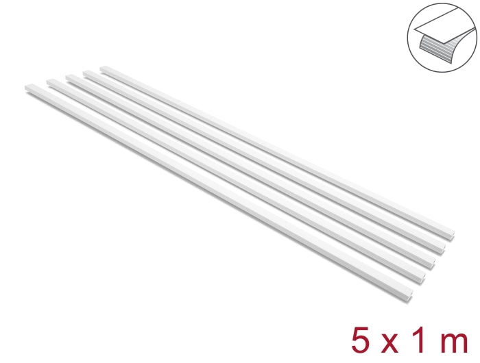 Delock Kabelkanal selbstklebend mit Schiebedeckel 20 x 10 mm - Länge 1 m 5er Pack weiß