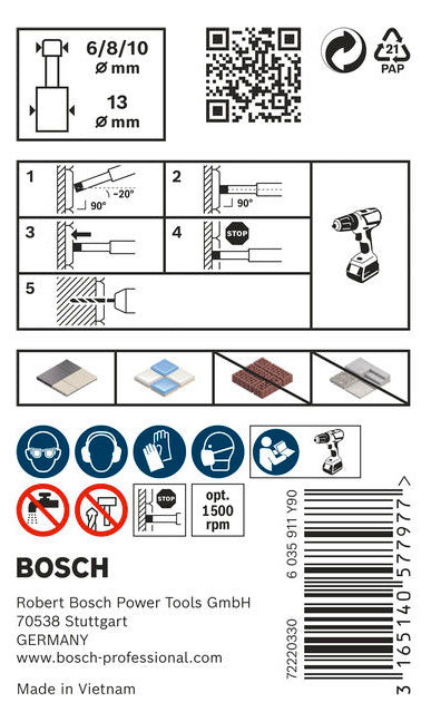 BOSCH-EW Bohrerset 3tlg 6-10mm 3xStein 2608587145 Box
