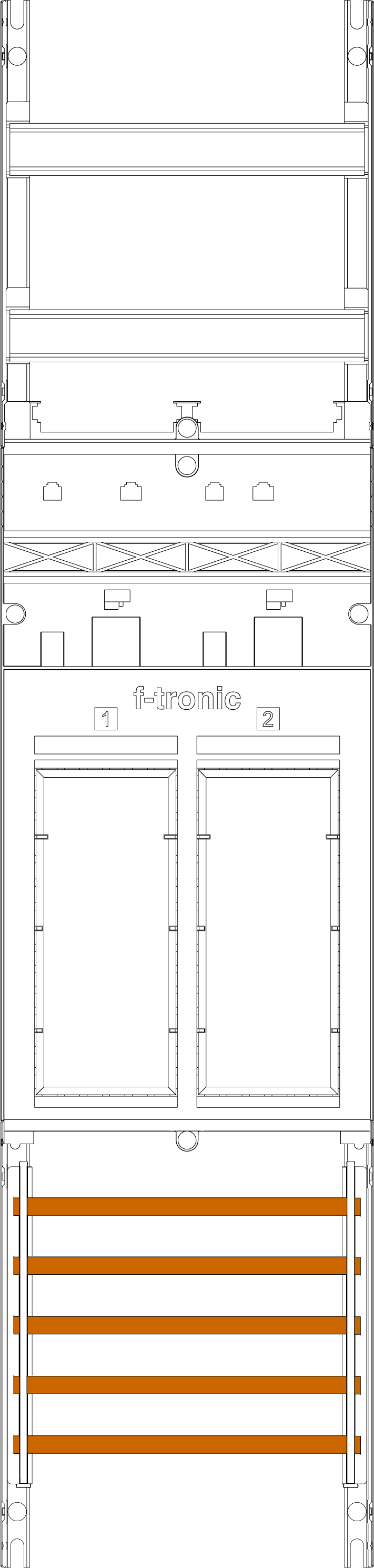 F-TRONIC Komplettfeld 2R eHZ 1050x250mm RE6 SS_5p 300mm