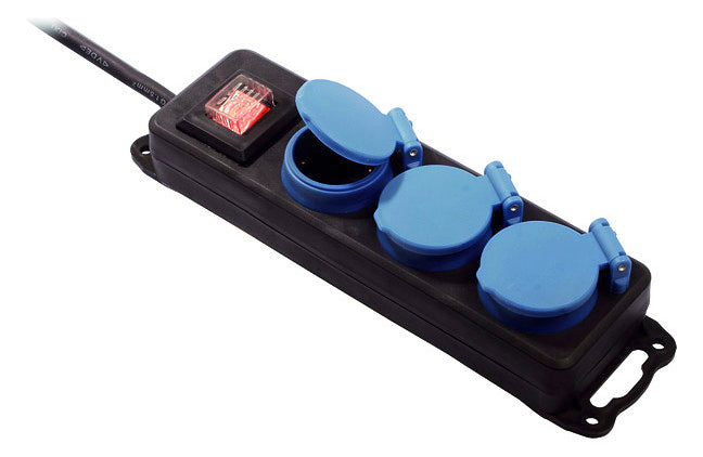 BACHMANN Steckdosenleiste 3f sw 1,5m 349.045 m.Ein/Aus IP44 1,5qmm