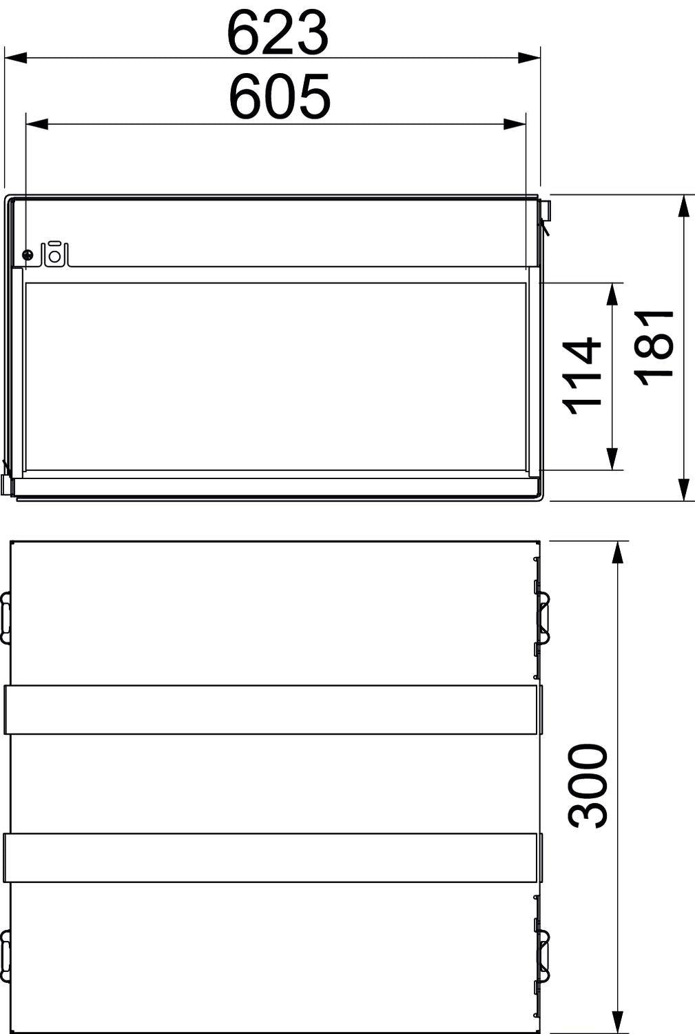 BETTERMANN Brandschutzbox 623x181mm PMB 160-4 A2 300mm Zub.erf