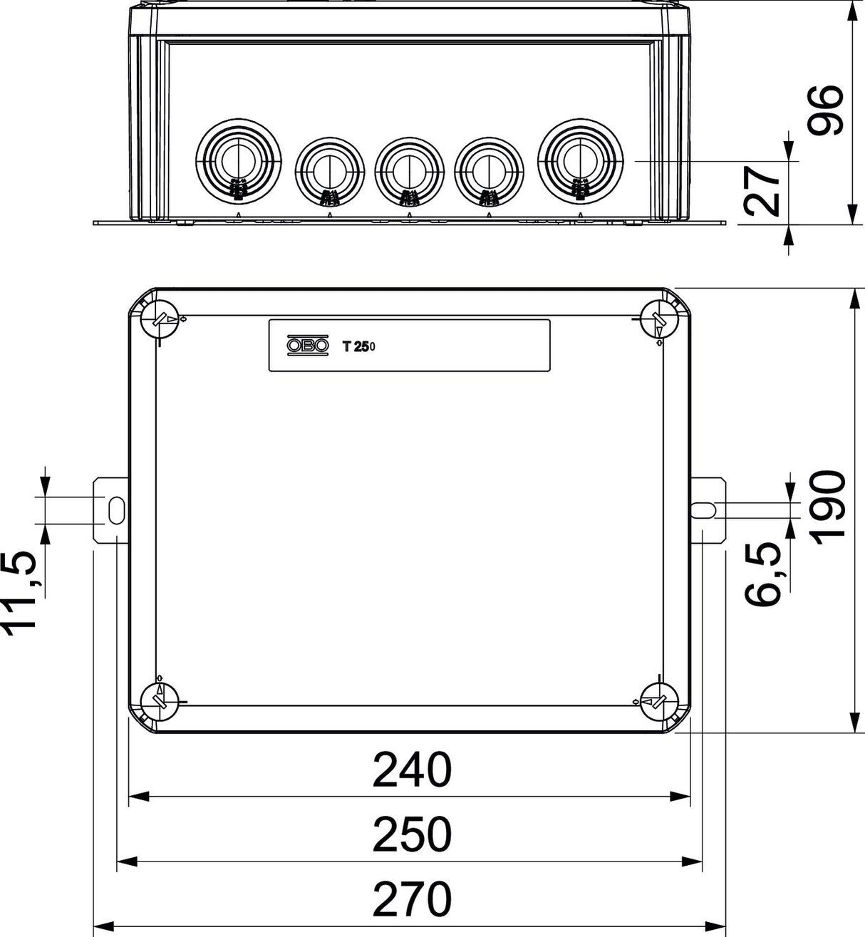 BETTERMANN Abzweigdose Klemme IP66 16qmm T250ED 16A 225x173x86mm rechteck Kst