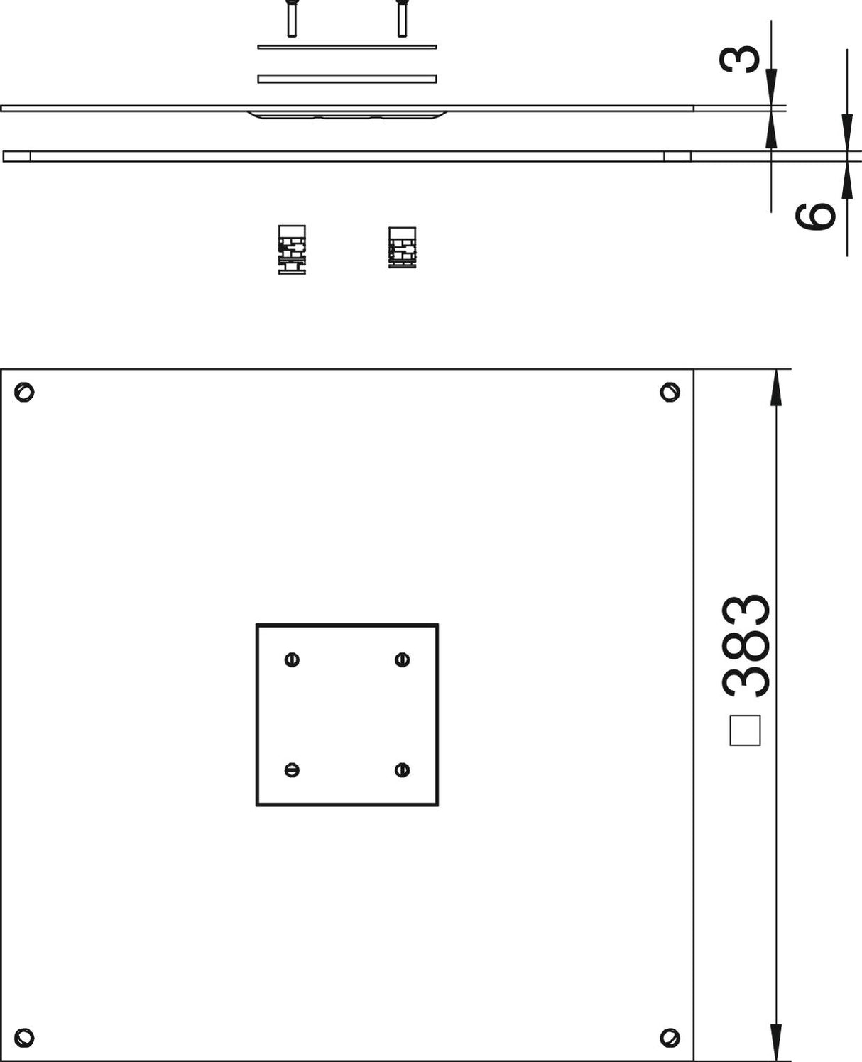 BETTERMANN Montagedeckel ST quadrat nass DUF 350-3 DAT 383x383mm 4mm