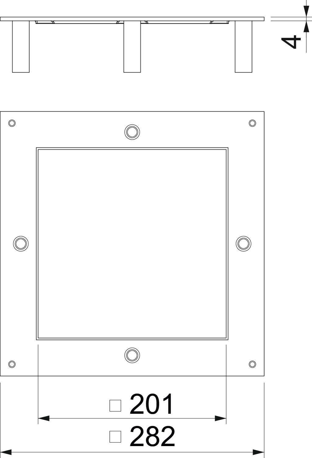 BETTERMANN Montagedeckel ST rechteck 4mm DUG 250-3 4SL trocken 282x282mm