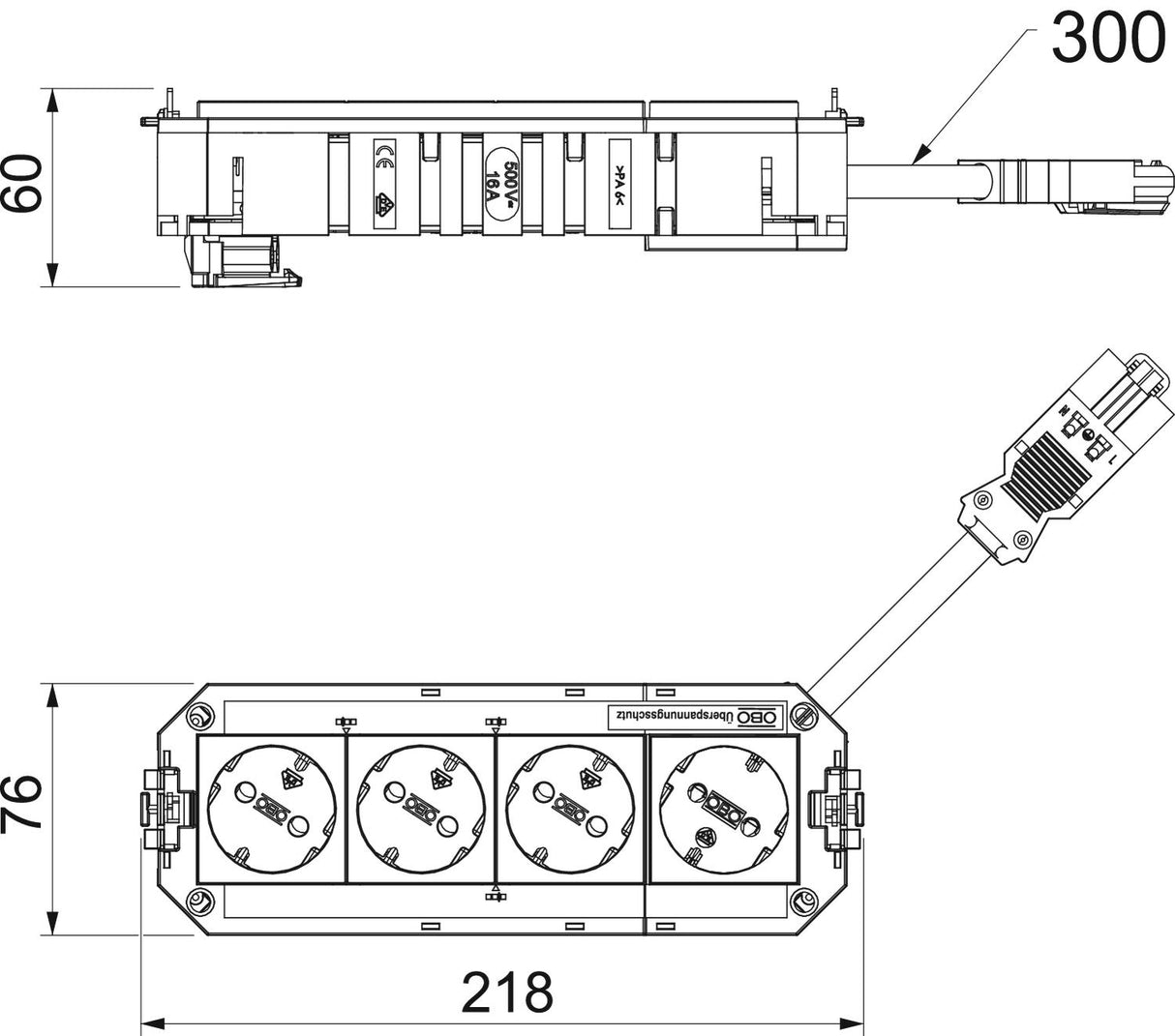 BETTERMANN Gerätebecher bestückt 218mm UTC4 G W3OR1 Ü 2,5mm