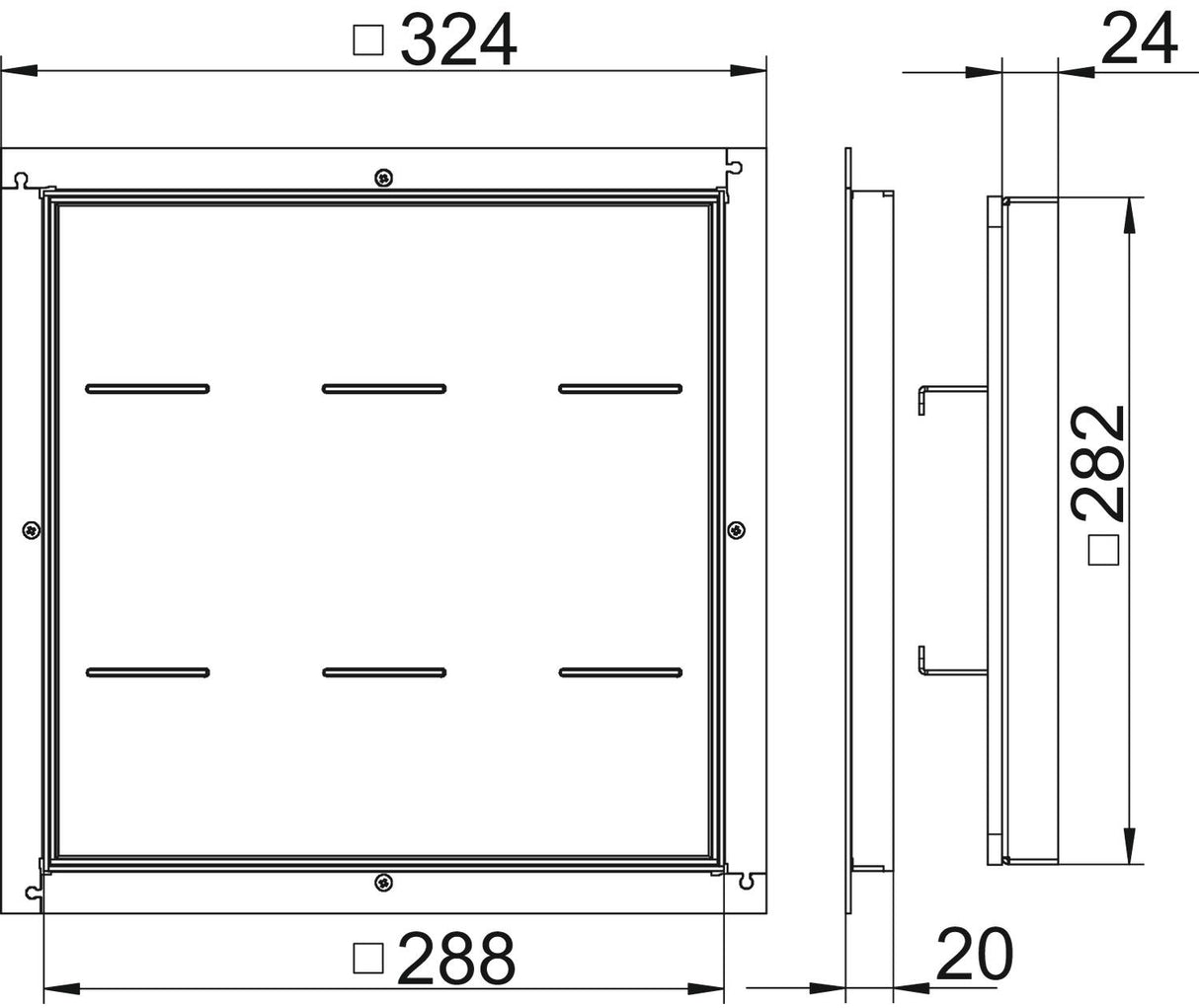 BETTERMANN Kassettenrahmen VA quadrat RK SL2 V2 20 20mm 14mm