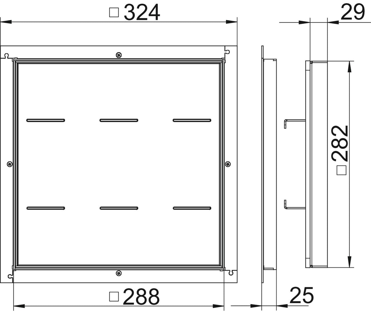 BETTERMANN Kassettenrahmen VA quadrat RK SL2 V2 25 25mm 19mm
