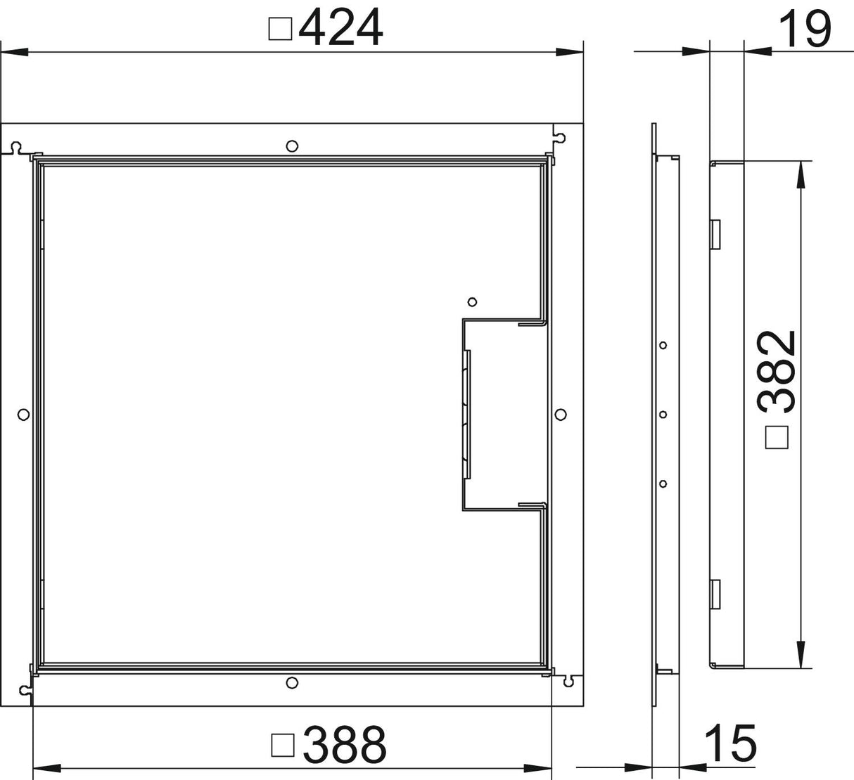BETTERMANN Kassettenrahmen VA quadrat RKS V3 15 350mm 15mm 13mm trocken