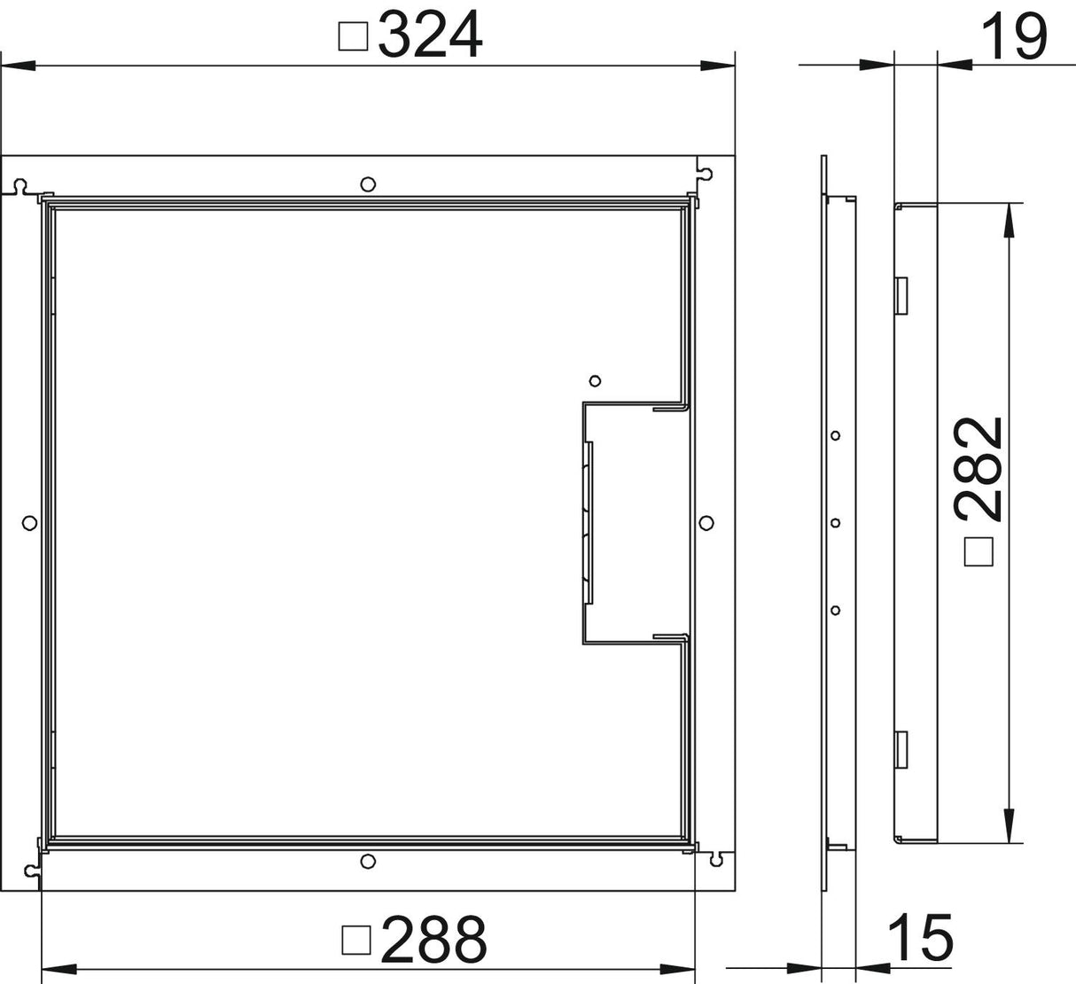 BETTERMANN Kassettenrahmen VA quadrat RKS 2V2 15 15mm 13mm trocken