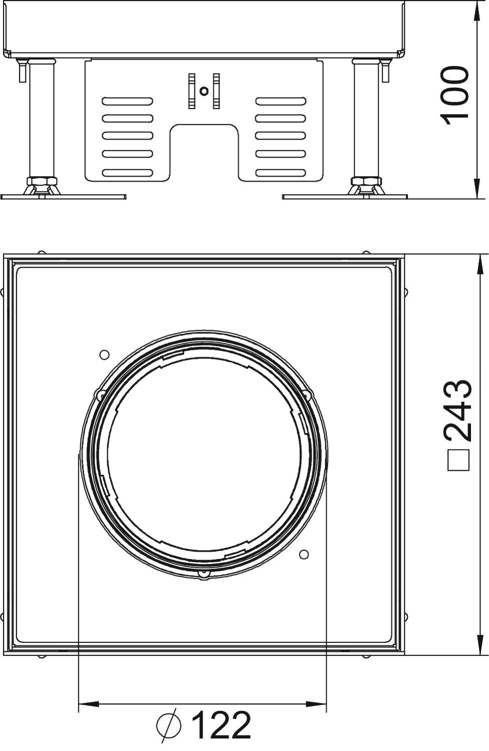 BETTERMANN Kassette nivellierbar VA RKFN2 9 VMSL1N16 quadrat 243mm