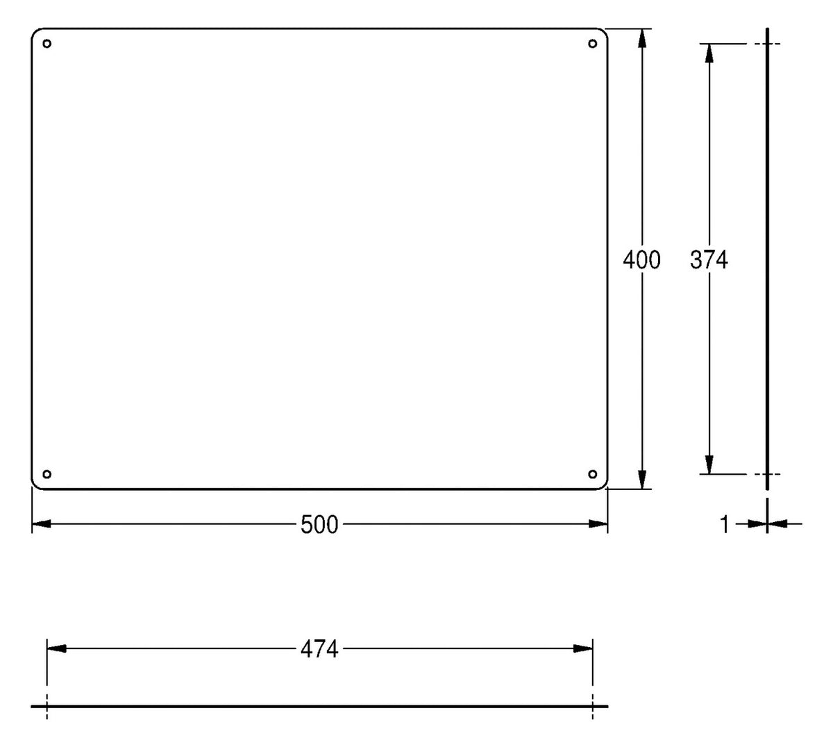 Franke RODAN Spiegel CHRH501 für Aufputzmontage 500x1x400 mm, Chromnickelstahl hochglanz | 2000056955