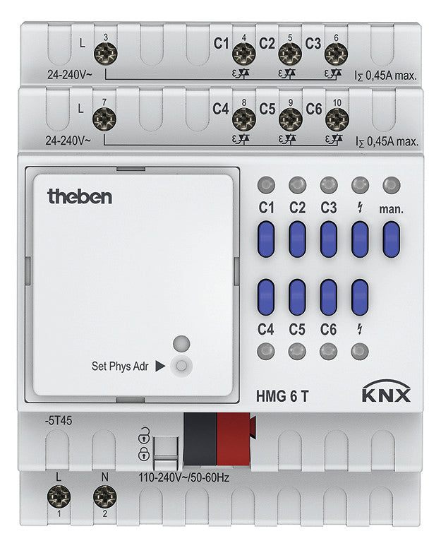 THEBEN Heizungsaktor KNX REG 6Ausg 0,45A HMG 6 T KNX 24-250V Handschaltung