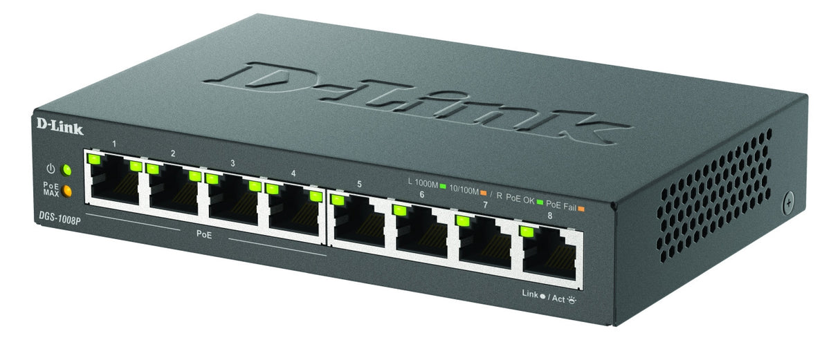 D-Link Tischswitch 8x10/100/1000Mbps DGS-1008P/E