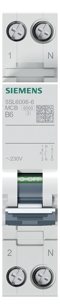 SIEMENS Leitungsschutzschalter AC B 6A 5SL6006-6 1+N 230V 1TE 50Hz IP20