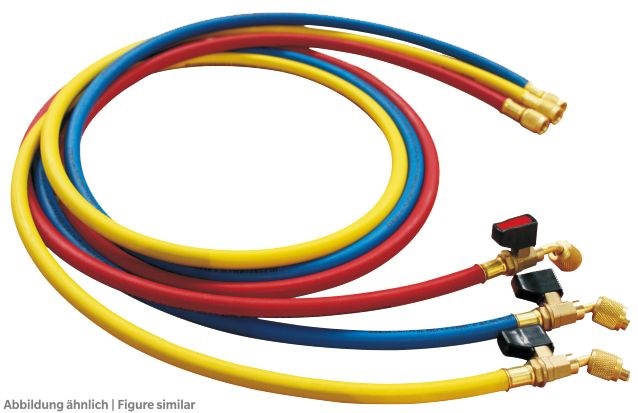 Füllschlauch Set Value VRP-C-240cm mit Kugelventil, 1/4"SAE, B/R/G, 55bar