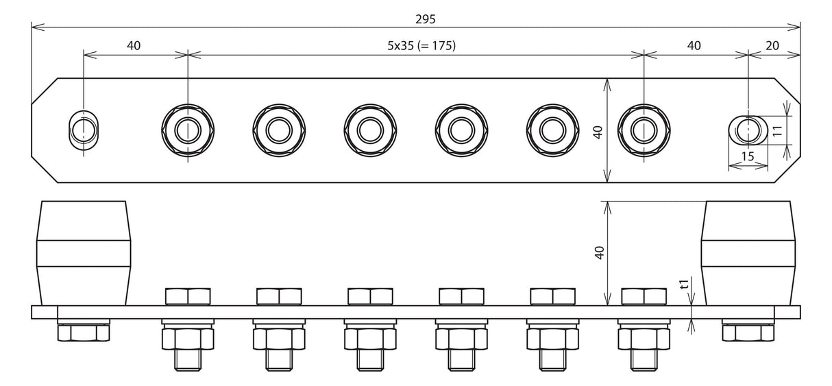 DEHN SE Potentialausgleichschiene 6rndl PAS I 6AP M10 CU Cu n.Klemme V2A
