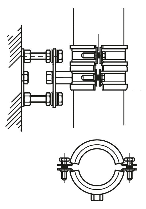 WALRAVEN Stützbefestigung BISMAT 1000 f. Fallrohr KA/GA DN 100 ev EPDM 110 mm