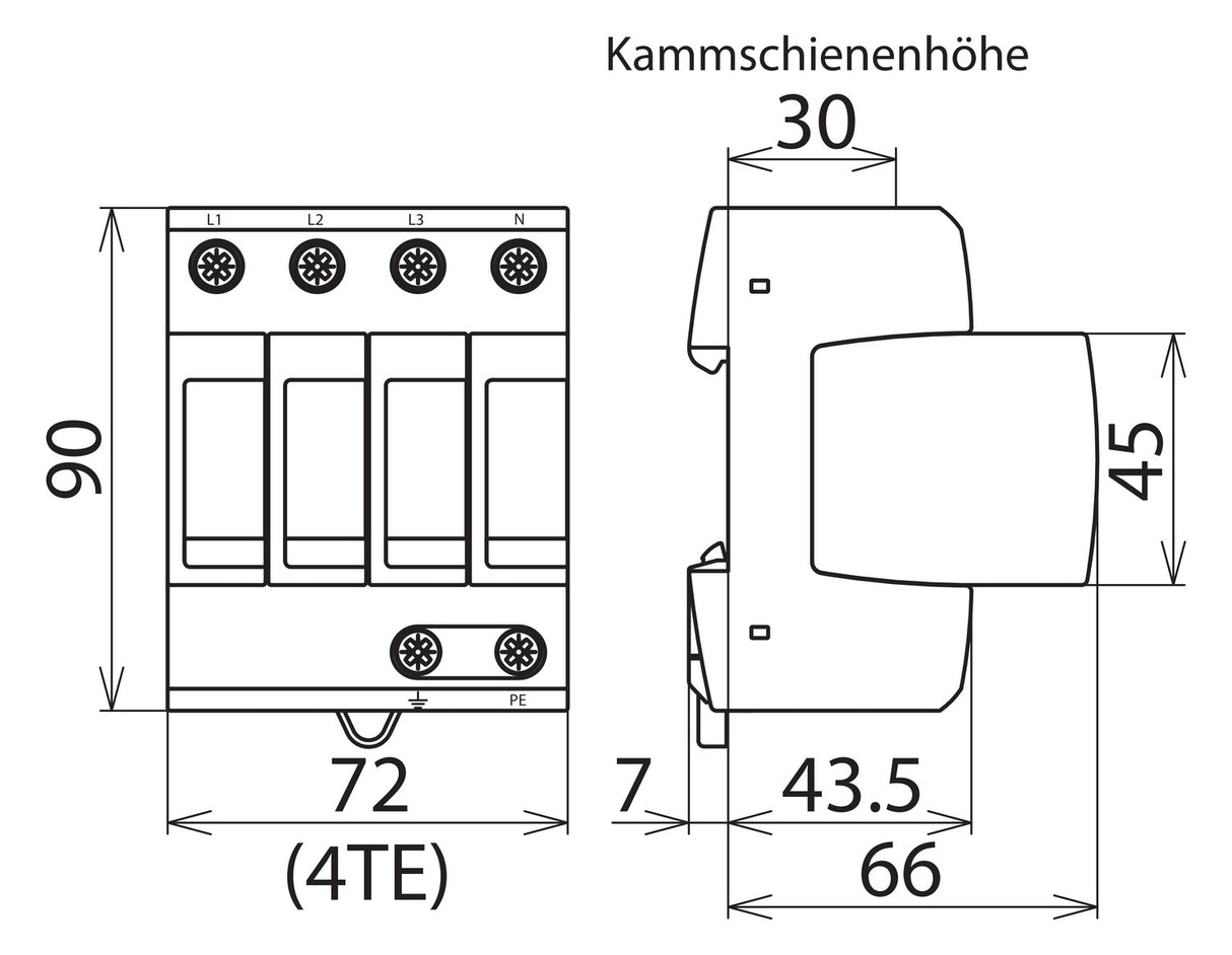DEHN SE Überspannungsableiter 230VAC 4TE DG M TT 275 Netzform-TN-S/TT 1,5kV TS35