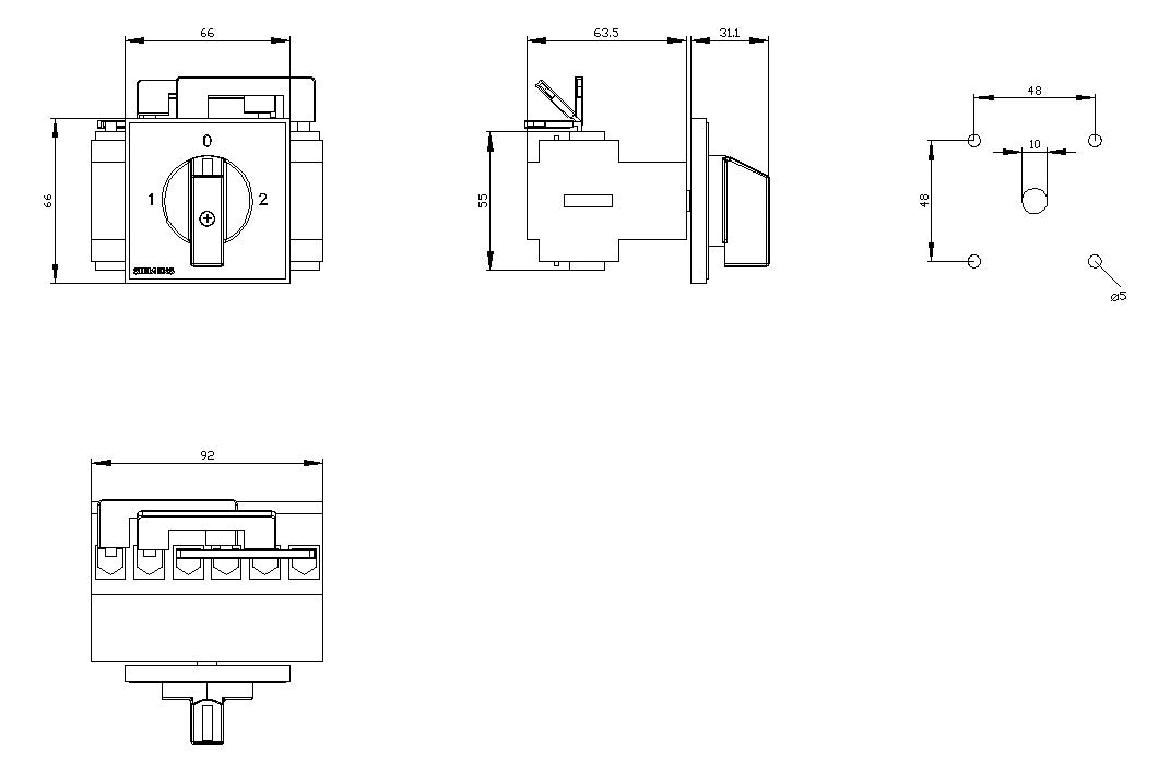 SIEMENS Hauptschalter 32A 3p IP65 Einb 3LD2223-7UK01 Wart/Rep SichSchalt
