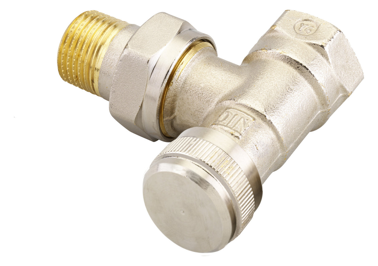 Rücklaufverschraubung RLV 15 R 1/2, Eck, vernickelt