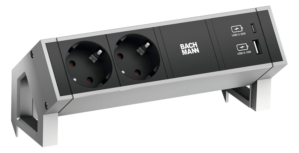 BACHMANN Steckdosenleiste 2f alu 2xUSB 902.901 0,2m 35° IP20 1,5qmm