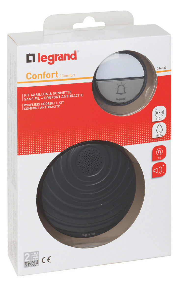 LEGRAND Funk-Gong 4,5-3V/DC 80dB elektr Legrand 094253 Kst IP20 anth