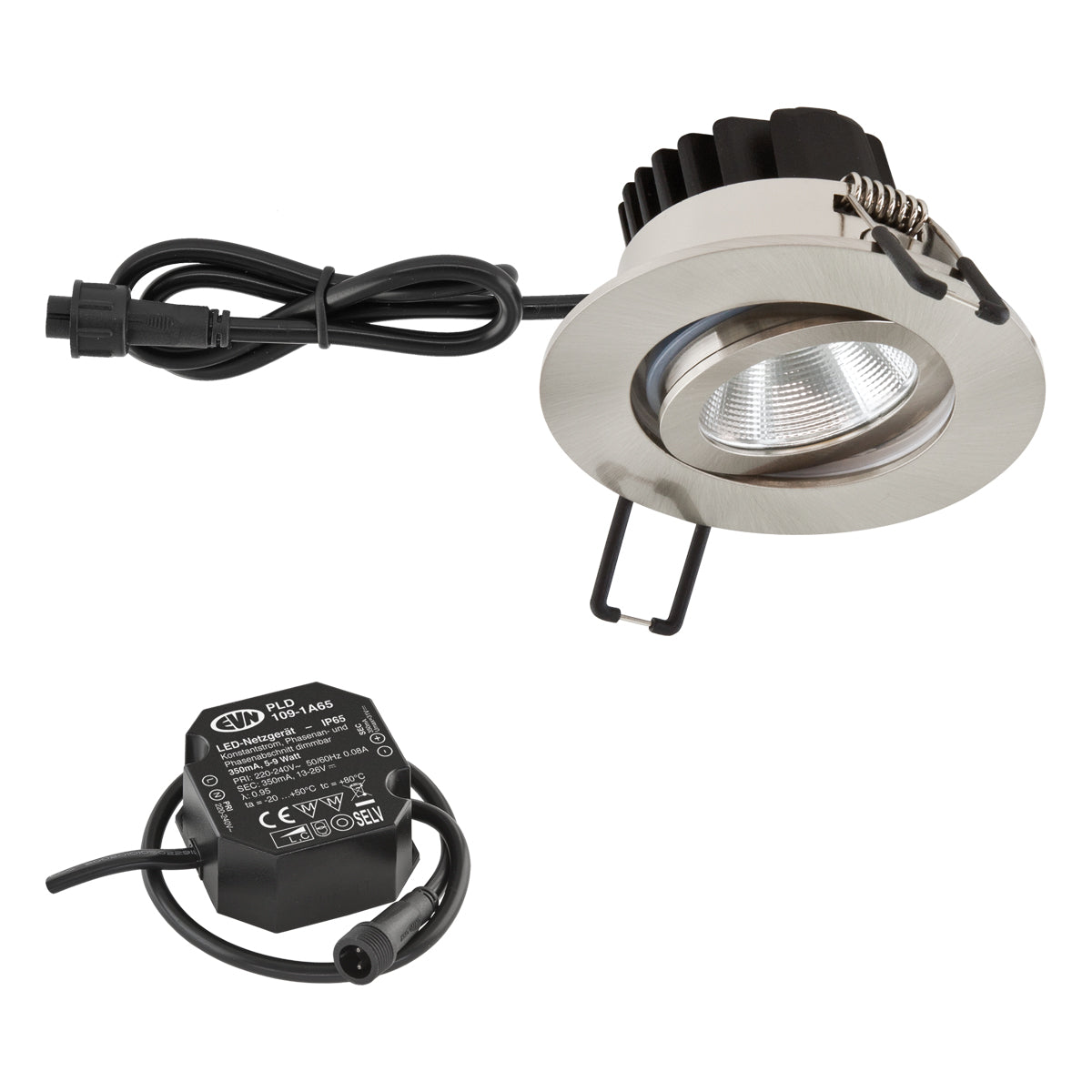 EVN LED-Einbaustrahler 6W Konv dim 1LED PC650N61302 dim edst 3000K ws 620lm mt