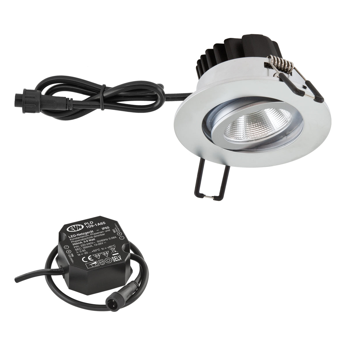 EVN LED-Einbaustrahler 6W Konv dim 1LED PC650N61502 dim chr 3000K ws 620lm chr