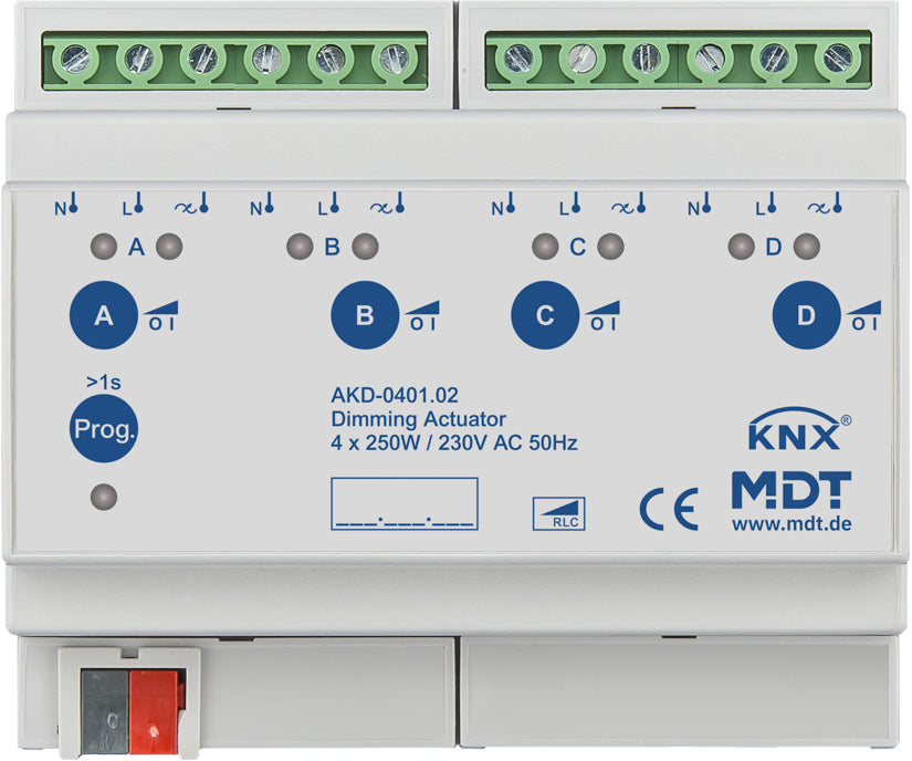 MDT Dimmaktor 4-fach 8TE, REG, 250W, 230VAC AKD-0401.02