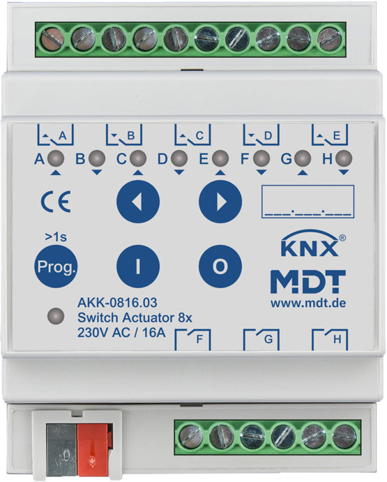 MDT Schaltaktor 8-fach 4TE, REG, 16A, 230VAC,Kom AKK-0816.03
