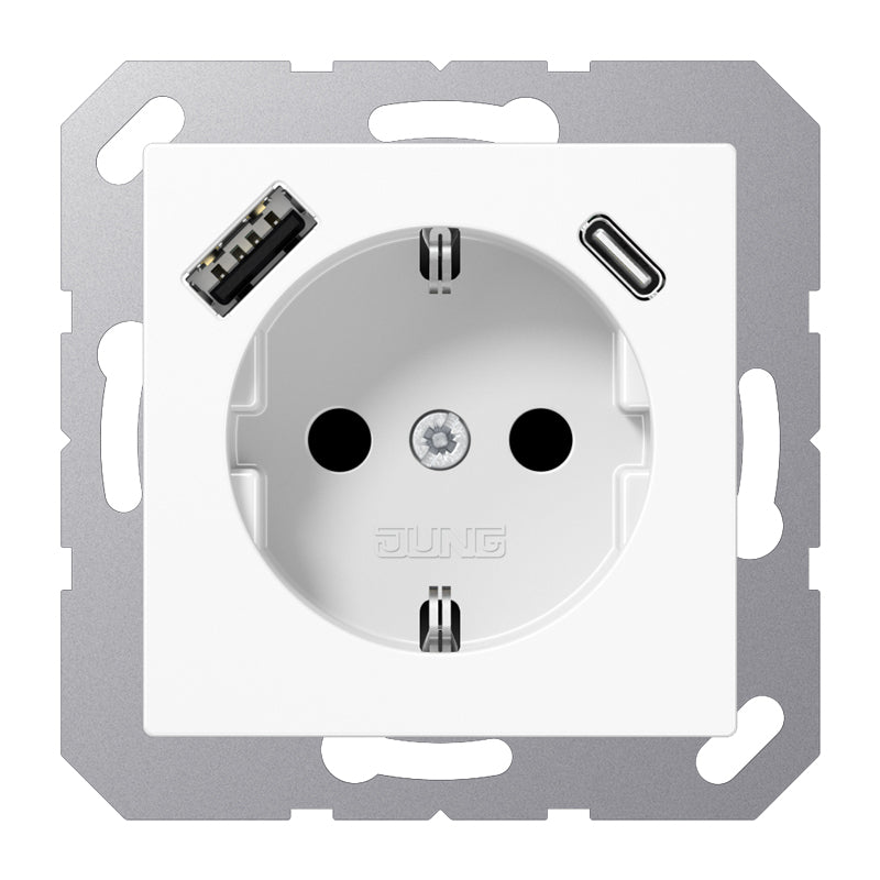 JUNG Steckdose 1f aws glz 1USB-A 1USB-C AS/A A 1520-15 CA WW UP m.BS IP20 vert