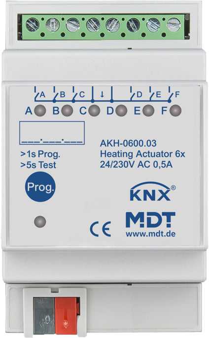 MDT Heizungsaktor 6-fach 3TE, REG,24-230VAC AKH-0600.03