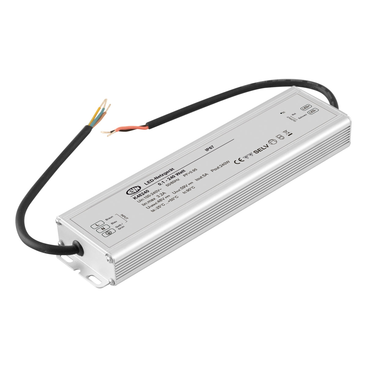 EVN LED-Trafo 0,1-240W 48V IP67 stat K48240 Metallgeh 270x68x30mm