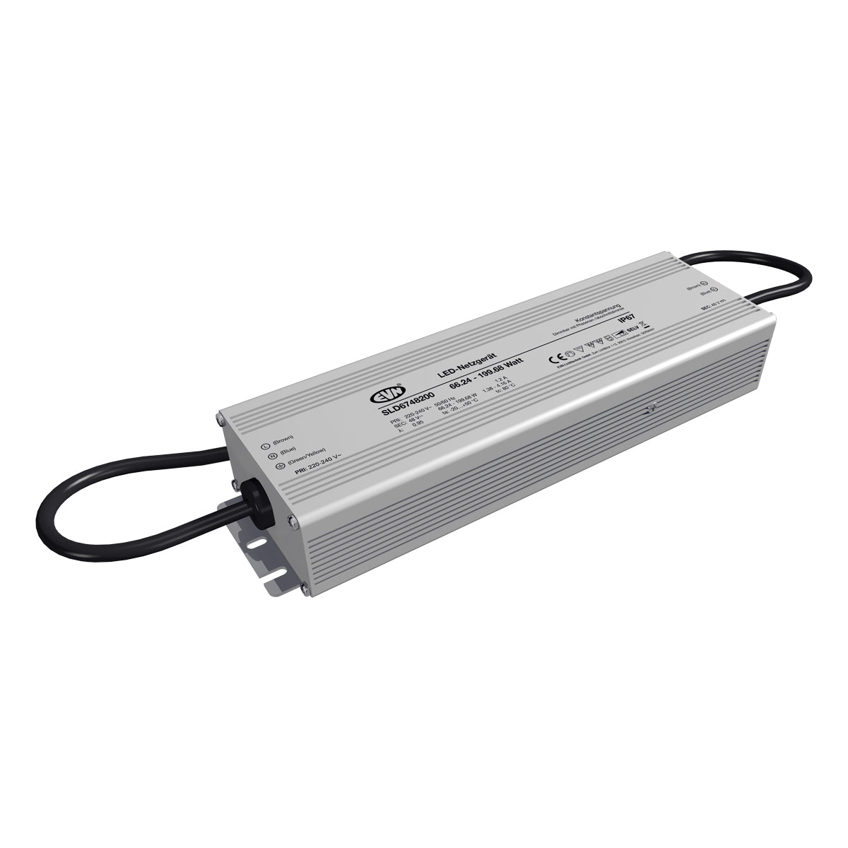 EVN LED-Trafo 66,24-199,68W 48V IP67 SLD6748200 Metallgeh stat 250x72x41mm